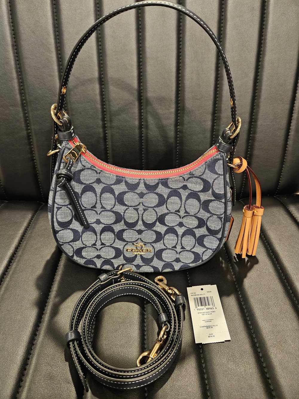 NWT Coach Kleo Signature Jacquard Denim Hobo Bag